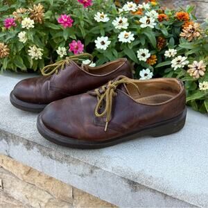 Vintage Doc Dr Martens 1461 Made in England 3 Eyelet Oxford Brown Leather Shoes
